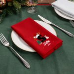 Personalised Santa Hat Initial Snowman 100% Cotton Red Napkin with Name and Year Party Table Decor Christmas Gift for Family Friends
