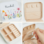 Personalized Floral PU Leather Jewellery Travel Box with Name Portable Jewellery Case Wedding Bridesmaid Birthday Gift for Women