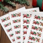 Gepersonaliseerde Kerstman Rendier Sneeuwpop Ontwerp Set van 2 Waterdichte Kerststickers Etiketten met Naam Kerst Decor Feestartikelen voor Familie Kids
