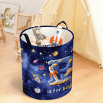 Personalized Planet Universe Nebula Star Waterproof Laundry Basket with Handle Initial and Text Christmas Birthday Gift for Boys