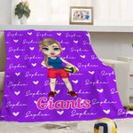 Personalised Basketball Volleyball Cartoon Character Soft Throw Blanket with Number and Name Senior Night Game Day Team Gift for Sports Lovers Coaches