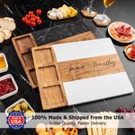 Personalized Engraved Name Date Acacia Marble 11 Pcs Cutting Board Coaster Set with Ceramic Bowl Wooden Spoon Made in USA Housewarming Gift for Family