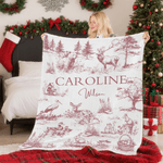 Personalized Retro Bear Deer Forest Animals Soft Throw Blanket with Name and Surname Baby Shower Christmas Birthday Gift for Newborns Kids