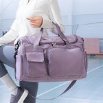 Personalized Artistic Watercolor Style Floral Multi-Compartment Large Travel Bag with Name and Shoulder Strap Travel Birthday Gift for Women