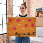 Personalizzato con una matita di mele in finta fibra di cocco e tappetino antiscivolo per la porta con testo Decorazione per la scuola Regalo per la festa dell'insegnante per gli insegnanti