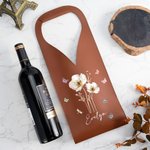 Personalisierte Aquarell Stil Schmetterling Blume PU Leder Weintasche mit Namen und Griff schützende Wein Zubehör Abendessen Party Geschenk für Weinliebhaber