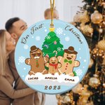 Personalised 1-8 Gingerbread Men Ceramic Ornament with Names Christmas Tree Home Decor Christmas Gift for Kids Family