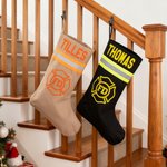 Personalized Firefighting Waterproof Christmas Stocking with Name Fireplace Decor Christmas Fire Station Gift for Firefighters