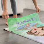 Personalized Watercolor Style Cartoon Character Super Absorbent Yoga Towel with Name Sports Accessories Birthday Gift for Yoga Lovers Women