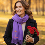 Personalized Birth Flower Soft Warm Tassel Scarf with Name Winter Accessory Birthday Christmas Gift for Family Friends