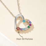 Personalized 1-10 Family Birthstones Heart Necklace Dainty Jewellery Birthday Anniversary Mother's Day Gift for Grandma Mother