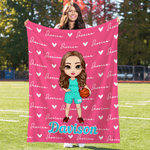 Personalised Basketball Volleyball Cartoon Character Soft Throw Blanket with Number and Name Senior Night Game Day Team Gift for Sports Lovers Coaches