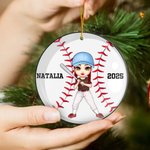 Personalized Sports Ball Cartoon Character Christmas Ornament with Name and Year Holiday Tree Decor Birthday Gift for Sports Lovers