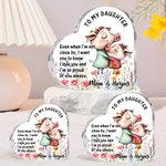 Personalised Watercolor Mom and Baby Animals Heart-Shaped Acrylic Plaque with Name and Text Desk Decor Christmas Birthday Gift for Newborn Mom