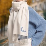 Personalised Super Soft Warm Scarf with Embroidered Birth Flower and Text Fashion Accessory Birthday Christmas Gift for Couple Family