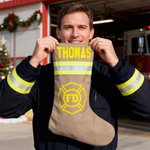 Personalized Firefighting Waterproof Christmas Stocking with Name Fireplace Decor Christmas Fire Station Gift for Firefighters