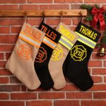 Personalized Firefighting Waterproof Christmas Stocking with Name Fireplace Decor Christmas Fire Station Gift for Firefighters
