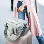 Personalized Artistic Watercolor Style Floral Multi-Compartment Large Travel Bag with Name and Shoulder Strap Travel Birthday Gift for Women