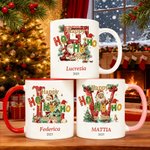 Tazza in ceramica personalizzata con nome design Happy HoHoHo to You regalo di Natale per famiglia e bambini