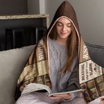 Personalized Cartoon Character Bookshelf Soft Hooded Blanket with Name Study Space Home Decor Birthday Gift for Book Lovers Family
