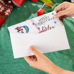 Personalized Merry Christmas Snowman Initial Money Holder Card Wallet with Name and Envelope Christmas Gift for Family Kids