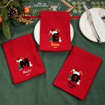 Personalised Santa Hat Initial Snowman 100% Cotton Red Napkin with Name and Year Party Table Decor Christmas Gift for Family Friends