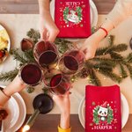 Personalised Cartoon Animals Christmas Wreath 100% Cotton Red Table Napkin with Name Table Decor Christmas Gift for Family Friend