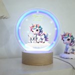 Veilleuse LED réglable en acrylique avec nom et base en bois Décoration de chambre Cadeau d'anniversaire pour les filles et les enfants