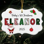Personalised Santa Claus Christmas Element Alphabet Irregular Shape Ceramic Ornament with Name Christmas Gift for Family Friends