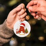 Personalized Santa Claus Snowman Santa Hat Initial Ceramic Christmas Ornament with Name Home Tree Decor Christmas Gift for Family Friends