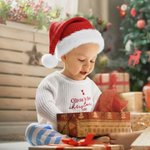 Juego de suéter de punto de manga larga y gorro de Papá Noel con nombre bordados y personalizados para mi primera Navidad Regalo de Navidad para bebé niño niña