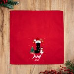 Personalised Santa Hat Initial Snowman 100% Cotton Red Napkin with Name and Year Party Table Decor Christmas Gift for Family Friends