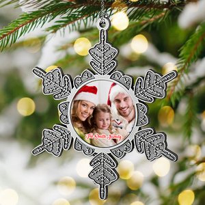 Personalized Funny Christmas Photo Snowflake Ornament with Text Home Decor Christmas Gift for Family Friends