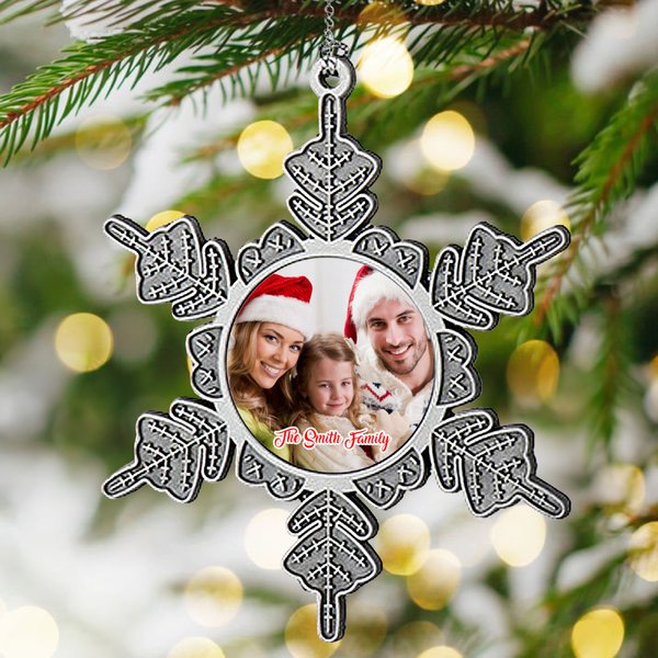Personalised Funny Christmas Photo Snowflake Ornament with Text Home Decor Christmas Gift for Family Friends