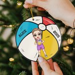 Personalized Sports Ball Cartoon Character Christmas Ornament with Name and Year Holiday Tree Decor Birthday Gift for Sports Lovers