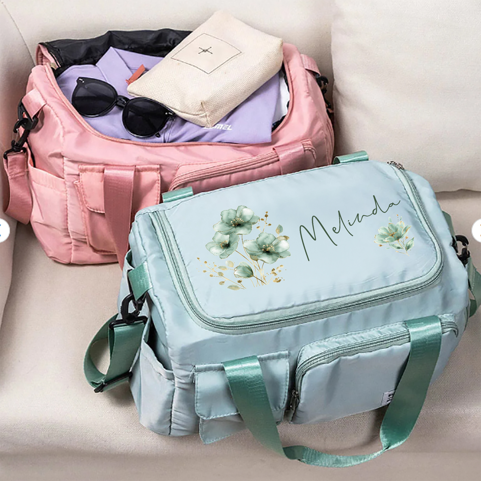 Sac de voyage multi-compartiments personnalisé avec nom et bandoulière Cadeau d'anniversaire pour les femmes
