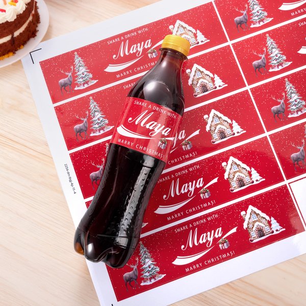 Personalised Inspired Cola Stickers Bottle Labels with Name and Text Set of 20 Christmas Funny Gifts for Friend Family