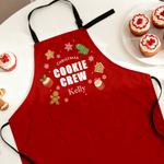 Personalized Cookie Crew Multi-Color Baking Cookie Adjustable Apron with Name and Pocket Christmas Gift for Women Friend