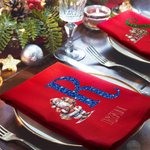 Servilleta roja personalizada de Papá Noel 100% algodón con nombre e inicial Decoración de mesa Regalo de Navidad para familia amigos