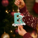 Ornement en bois personnalisé avec nom et prénom pour le bonnet du Père Noël et les dinosaures Cadeau de Noël pour les enfants et les amoureux des dinosaures