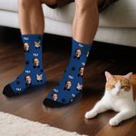 Cara personalizada Foto Suave transpirable tobillo medio de la mitad de la rodilla-alta calcetines con nombre Cumpleaños Aniversario Regalo para amigos de la familia