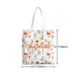 Henkilökohtainen Värikäs Wildflower Suuri kapasiteetti Canvas Kangas Kangaskassi nimi Päivittäinen käyttö Vuosipäivä Syntymäpäivä Lahja naisille Tytöt