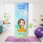 Personalized Watercolor Style Cartoon Character Super Absorbent Yoga Towel with Name Sports Accessories Birthday Gift for Yoga Lovers Women