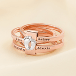 Personalized Foot Stacking Rings with Engraved 2-5 Names Family Jewelry Christmas Birthday Gift for Mom Grandma