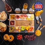 Personalized Engraved Name Date Acacia Marble 11 Pcs Cutting Board Coaster Set with Ceramic Bowl Wooden Spoon Made in USA Housewarming Gift for Family