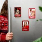 Personalised 1-2 Photos Frame Style Multicolor Fridge Magnet with Text Home Decor Birthday Christmas Gift for Couples Family Pet Lovers