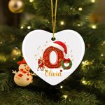 Personalized Santa Claus Snowman Santa Hat Initial Ceramic Christmas Ornament with Name Home Tree Decor Christmas Gift for Family Friends