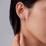 Personalized Small Family Circle Birthstone Stud Earrings Dainty Jewelry Birthday Anniversary Gift for Women