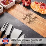 Personalized Engraved Floral Monogram Acacia Marble 11 Pcs Cutting Board Coaster Set with Bowl and Spoon Made in USA Housewarming Gift for Family