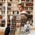 Personalized Cartoon Character Bookshelf Soft Hooded Blanket with Name Study Space Home Decor Birthday Gift for Book Lovers Family